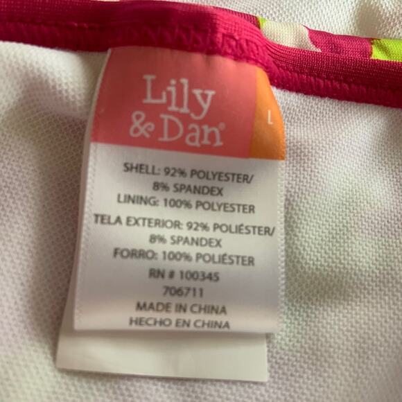 Lily & Dan Girls 2 Piece Swim Set Large Top & Bottom Green pink Tropical NEW - Picture 7 of 9